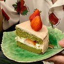 春のケーキ♡いちご抹茶ケーキ